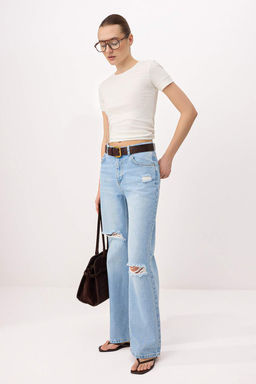 Mavi Y?rt?k Detayl? Yuksek Bel Wide Leg Jeans TWOSS26JE00264 - Trendyolmilla фото 2