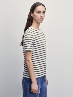 Футболка из хлопка в полоску / Zarina  фото 4