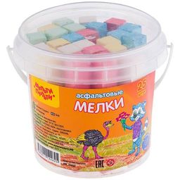 Набор мелков цветных Мульти-Пульти "Енот в Австралии" 5цв., 25шт. (АМ_14462) для рисования на асфальте, в пласт. ведре