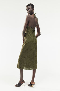 Vestido con botonadura frontal y bordado ingles - H&m фото 4
