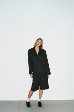 OVERSIZE CROPPED CHECK BLAZER