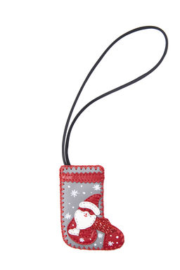 Брелок кожаный Сапожок Санта ДС-604.8 серый