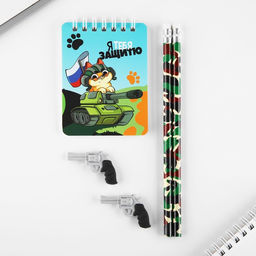 Подарочный набор С днём защитника отечества. 23 февраля, карандаши 2 шт., ластики 2 шт., блокнот - Artfox фото 2