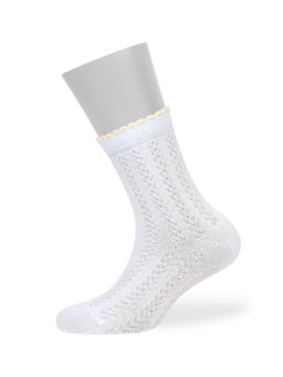 (Omsa) Calzino 22A03 ажурная косичка и цветочки (ЧЗ) bianco