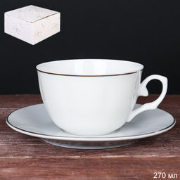 Чайная пара 2 предмета 270 мл / WH/12-FY196002 Отводка золотом в подарочной упаковке