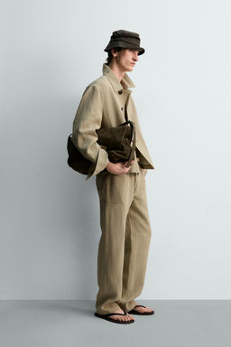 SOBRECAMISA CROPPED FIT 100% LINO LIMITED EDITION / Tostado - Zara фото 4