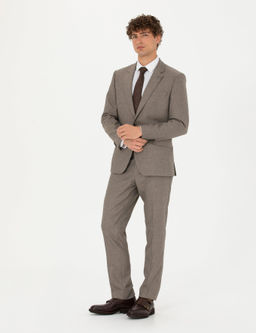 A__k Kahverengi Slim Fit Tak_m Elbise