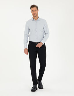 Gri Oxford Slim Fit Uzun Kollu G_mlek