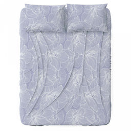 Простыня Евростандарт на резинке "Аквилегия" серый 160х200см, свесы 27см, поплин 115г/м2, хлопок 100%, упаковка "классическая" ПВХ 28х41см, "Домашняя мода" (Россия)