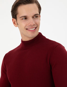 Erkek Slim Fit Yar_m Bal_k__ Yaka Bordo Kazak - U.s. polo assn фото 2