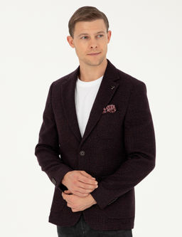 Бордово-красная приталенная куртка из смесовой шерсти