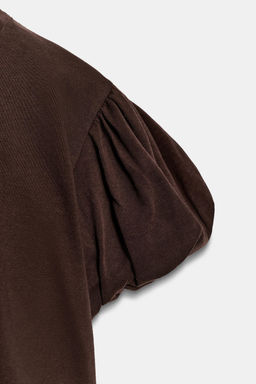 CAMISETA CROP MANGA VOLUMEN / Chocolate - Zara фото 9