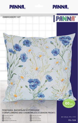 Набор для вышивания PANNA PD-7309 Подушка. Васильки и ромашки 45 х 45 см