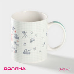 Кружка Доляна «Защитнику», 340 мл, фарфор, цвет белый