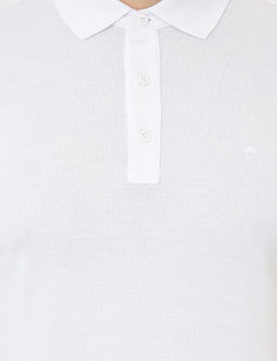Beyaz Polo Yaka Slim Fit Basic Merserize T-shirt