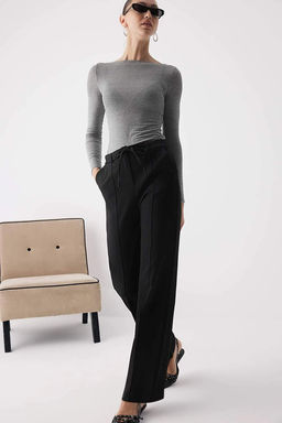 Siyah Bagc?kl? K?sl?k Tuseli Rahat Kumas Wide Leg/Genis Paca Pantolon TWOAW26PL00012 - Trendyolmilla фото 17