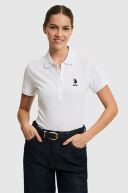 Kad_n Beyaz Polo Yaka Basic Ti__rt