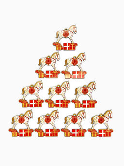 Ёлочная игрушка деревянная «Новогодний конь», набор 10 шт.