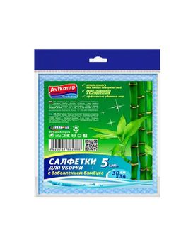 ТОВ.ЧИСТОВ салфетки д/уборки с добавлением бамбука 30х34см (5шт)