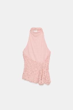 TOP CUELLO HALTER ASIM?TRICO / Blanco / Rosa - Zara фото 7