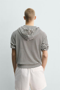 SUDADERA JACQUARD RAYAS CREMALLERA CAPUCHA / Blanco / Negro - Zara фото 3