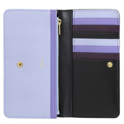 Итальянский женский кожаный кошелек DuDu серии Canarie | черно-лавандовый - Dudubags фото 3