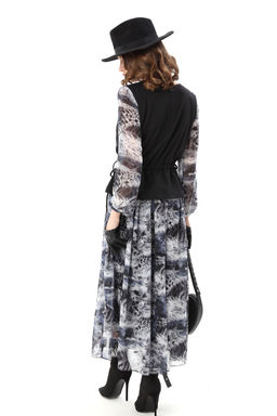 Платье NIKVA н740-19 чёрный и серая абстракция фото 5