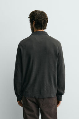 POLO ESTRUCTURA WAFFLE CUELLO COMBINADO / Gris antracita - Zara фото 3