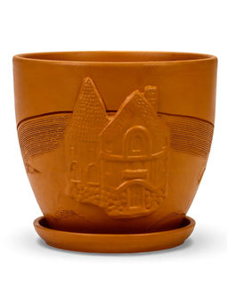 Горшок цветочный с поддоном 5 л, d122/h19,5 см терракот керамика, "Голландия" (М)