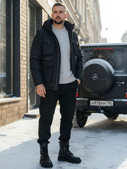 Куртка - жилетка трансформер 2 в 1 мужская зимняя черного цвета 2409Ch - Mtforce фото 31