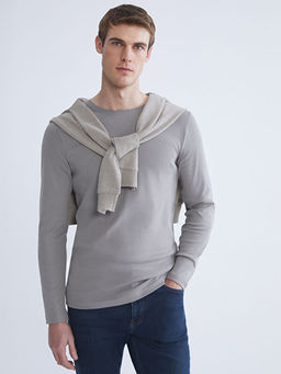 Bisiklet Yaka Basic Uzun Kollu Erkek Ti??rt