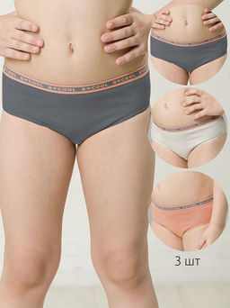 PELICAN, трусы для девочек, Светло-серый/персиковый/изумрудный