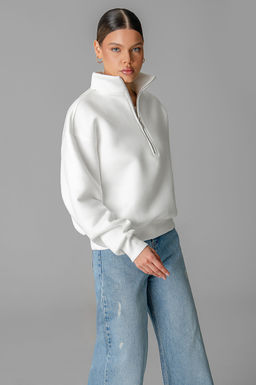 Арт. 1903 Свитшот женский с начесом полузамок 42-50 (5 шт) Цвет:молочный - Калинка фото 4