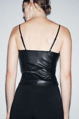 FAUX LEATHER CORSET TOP - Zara фото 3