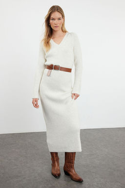 TRENDYOLMILLA Tas Maxi Triko Yunlu Basic Elbise TWOAW25EL00002 фото 9