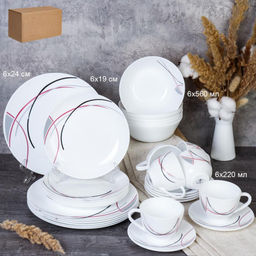 Столовый набор 30 предметов Евро / GRAY-30/GB220-LG (7267) /уп 2/ Полосы бордо