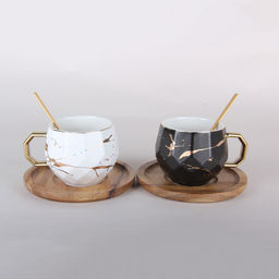 Чайная пара на 1 персону 200мл п/у цвет микс белый или чёрный 7630 /Коралл/