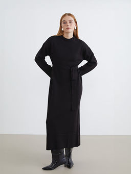 Bisiklet Yaka Ku?akl? Triko Elbise