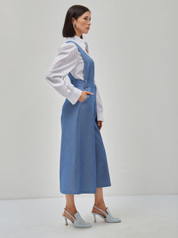 Комбинезон с брюками-кюлотами из костюмной однотонной джинсовой ткани - Tantino фото 15