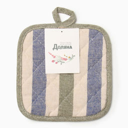 Прихватка Доляна Полоса цв.син/зел 17*17 см 50%п/э 50% хл  фото 4
