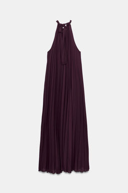 VESTIDO MIDI PLISADO BROCHE FLOR / Berenjena - Zara фото 7