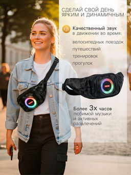 Портативная колонка - сумка LAB-85, 10 Вт, 2500 мАч, с подсветкой, поддержка карты памяти, чёрная
