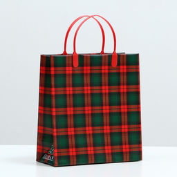 Цена за 10 шт. Пакет Красно-зеленая клетка, мягкий пластик, 26 x 23 см, 110 мкм