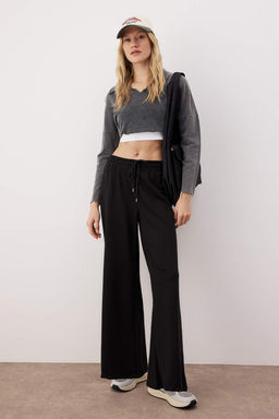 Siyah Pamuklu Genis Paca Ince Orme Spor Esofman Alt? TWOAW22EA0053