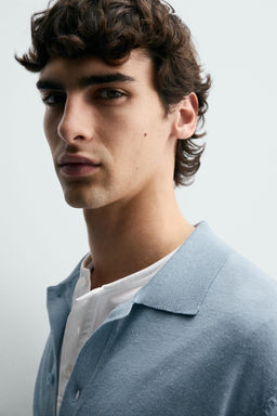 CAMISA PUNTO 100% LINO / Celeste - Zara фото 6