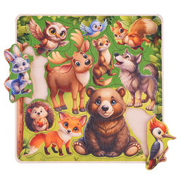 Пазл вкладыш деревянный Лесные обитатели  цветной - Задира фото 2