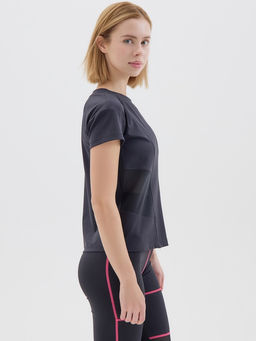 Футболка спортивная с сеткой женская MINAKU, чёрная, размер 44