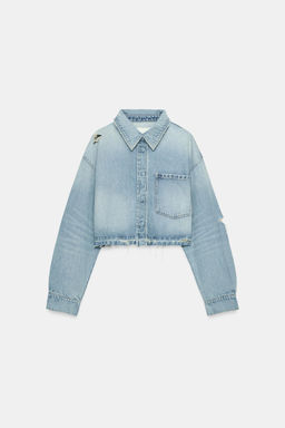 SOBRECAMISA CROP DENIM TRF / Azul claro - Zara фото 4
