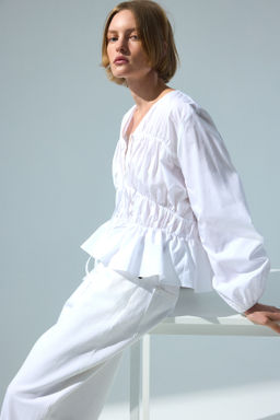 Drawstring poplin blouse - H&m фото 4