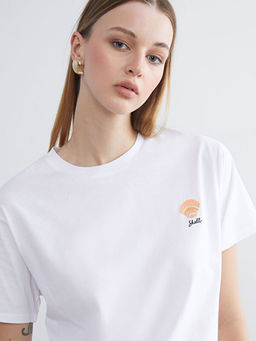 Bisiklet Yaka Nak??l? Kad?n Ti??rt